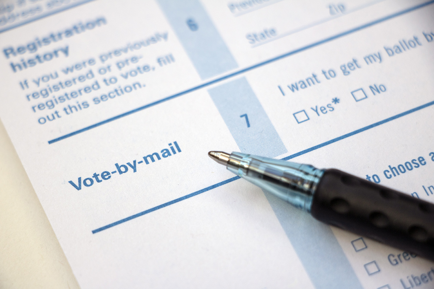 A vote by mail application with a pen 